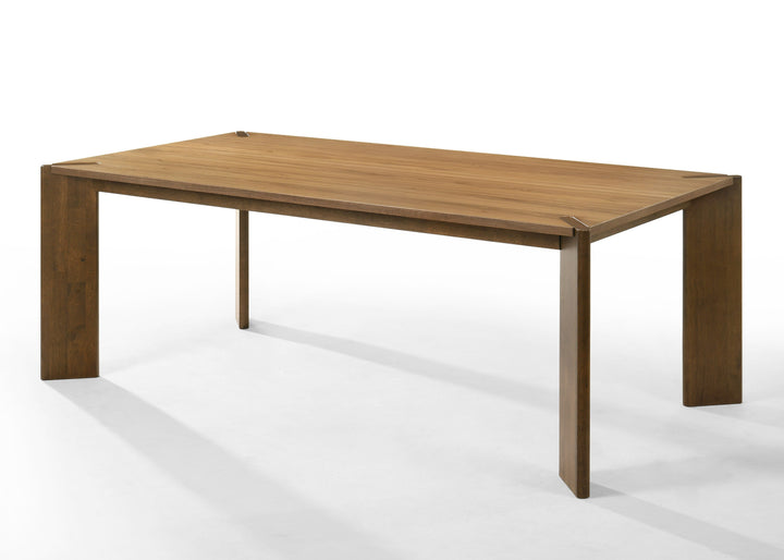 Edelman - Mid-Century Modern Brown Leatherette  Walnut Dining Set