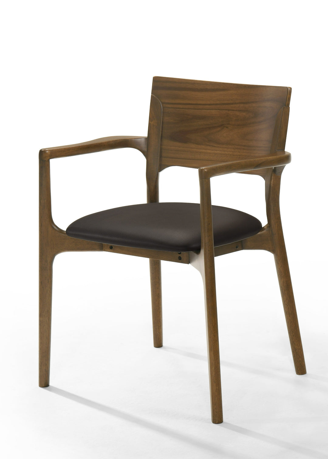 Edelman  Mid-Century Modern Brown Leatherette + Walnut Dining Set