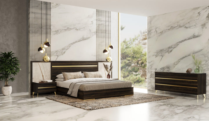 Velondra - Modern Eucalypto  Marble 4-Piece Bedroom Set