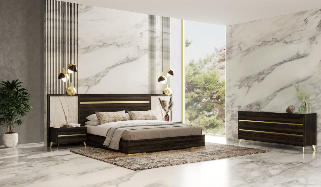 Velondra - Modern Eucalypto + Marble 4-Piece Bedroom Set