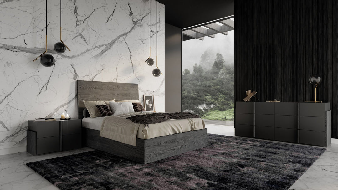 Lucia - Italian Modern Matte Grey + Elm Grey 4-Piece Bedroom Set