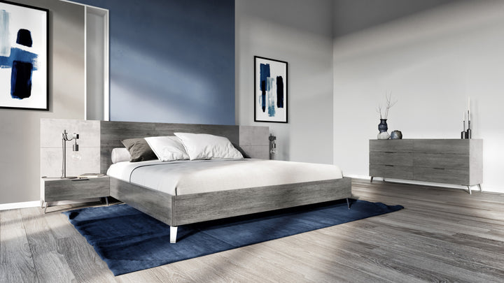Bronx Italian Modern Faux Concrete  and  Grey 4-Piece Bedroom Set