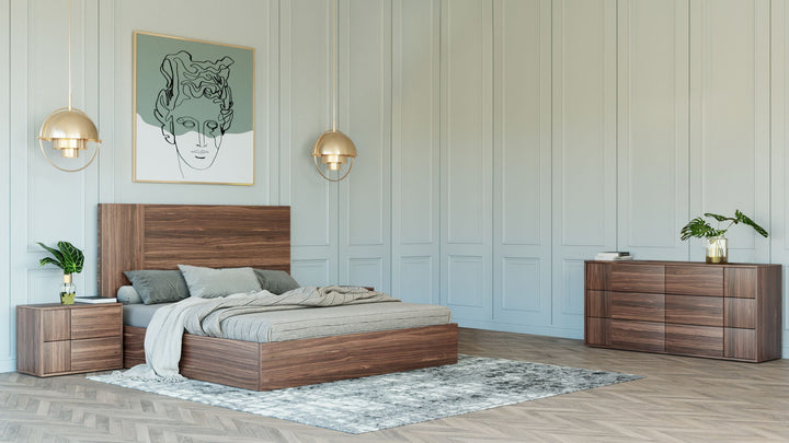 Asus - Italian Modern Walnut 4-Piece Bedroom Set