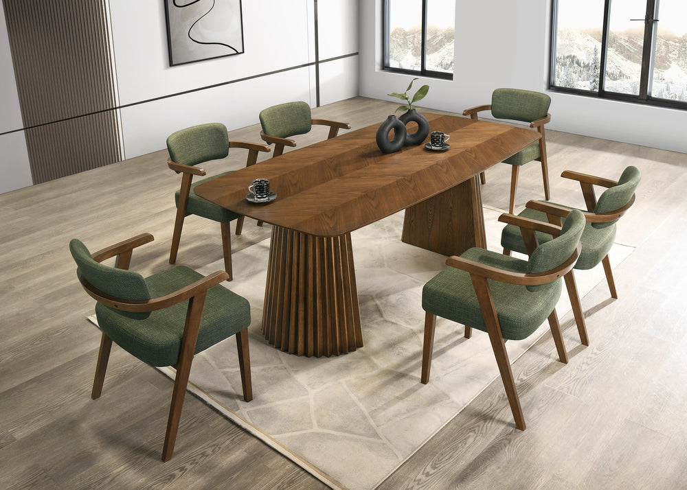 Sacks - Mid-Century Modern Herringbone Walnut Dining Table - View 3