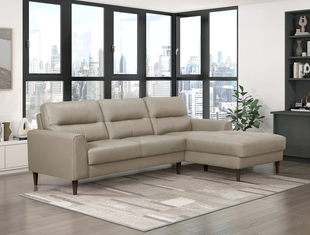 Lewes Modern Leather Light Brown Sectional