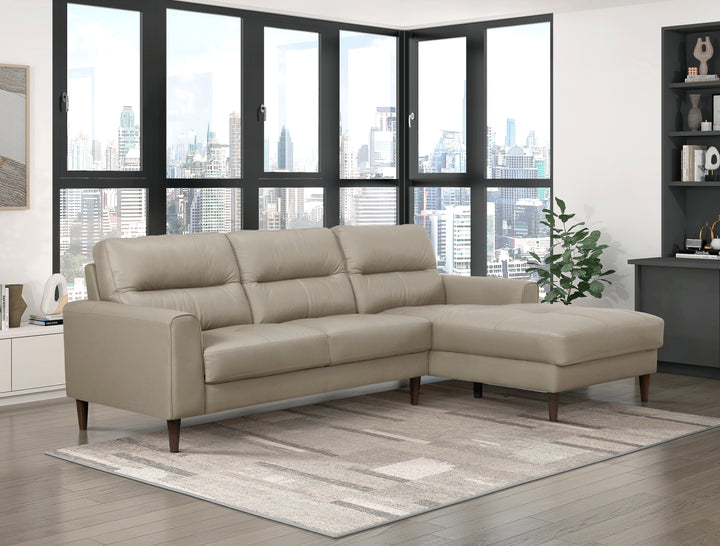 Lewes Modern Leather Light Brown Sectional