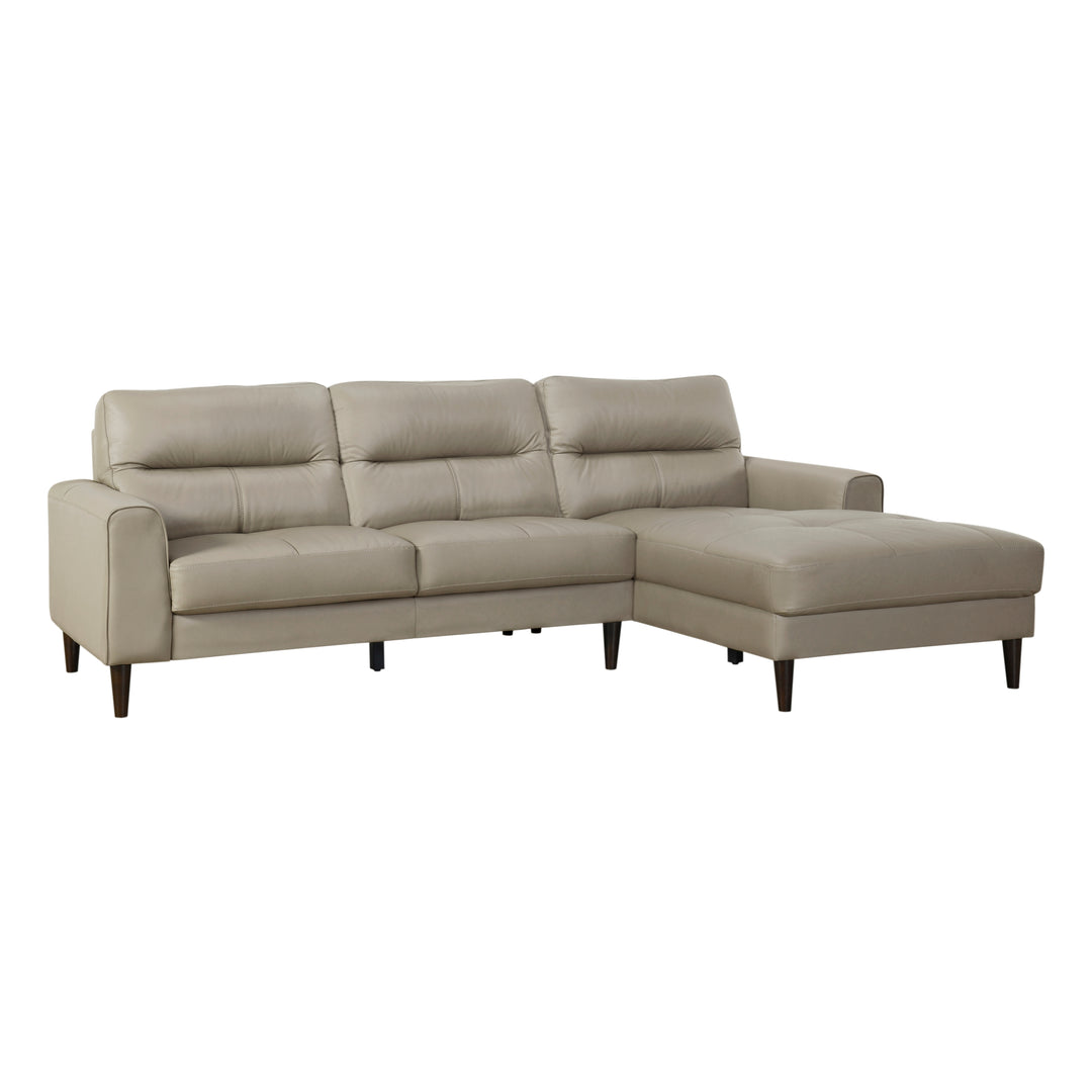 Lewes Modern Leather Light Brown Sectional