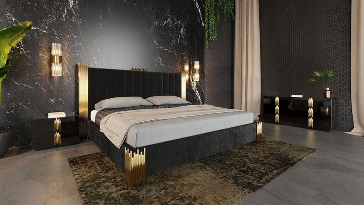 Token Modern Black &amp; Gold 4-Piece Bedroom Set
