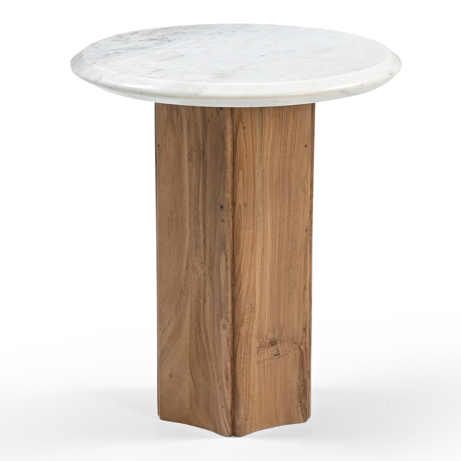 Dillinger - Modern White Marble  Mango Wood End Table