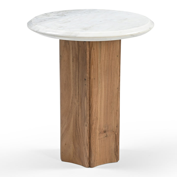 Dillinger - Modern White Marble  Mango Wood End Table