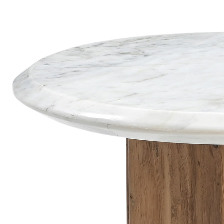 Dillinger - Modern White Marble  Mango Wood End Table