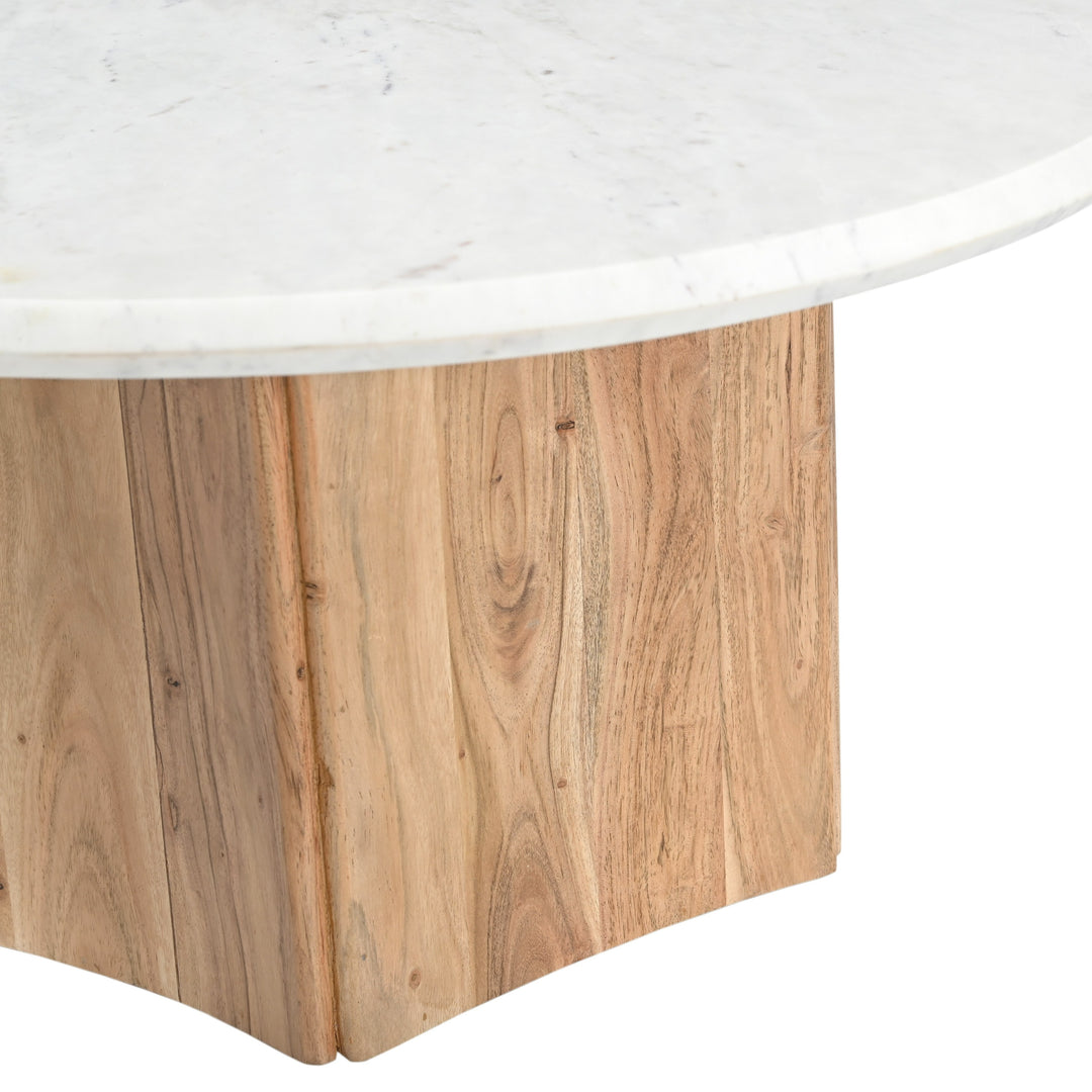 Dillinger - Modern White Marble  Mango Wood Coffee Table