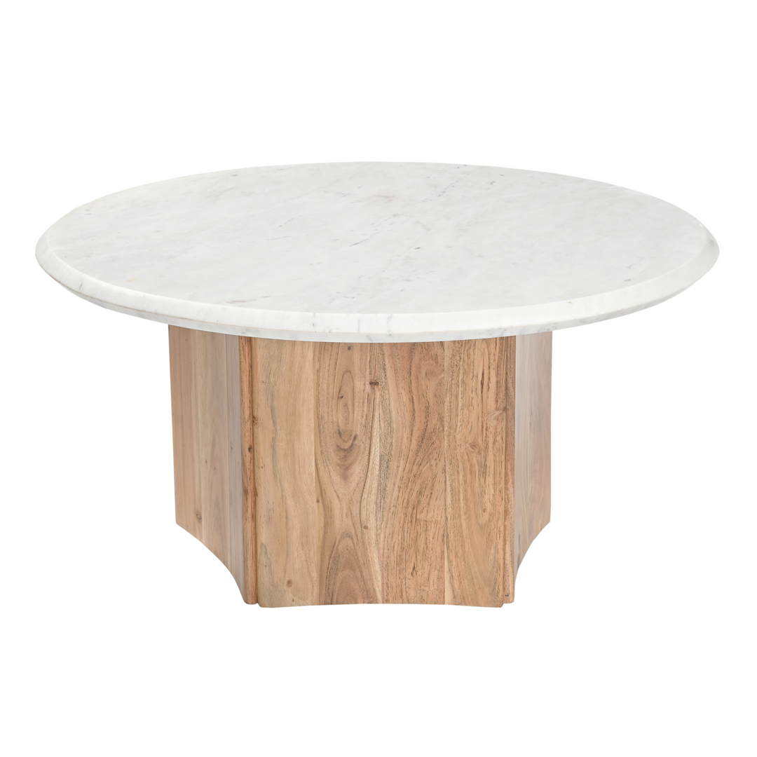 Dillinger - Modern White Marble  Mango Wood Coffee Table