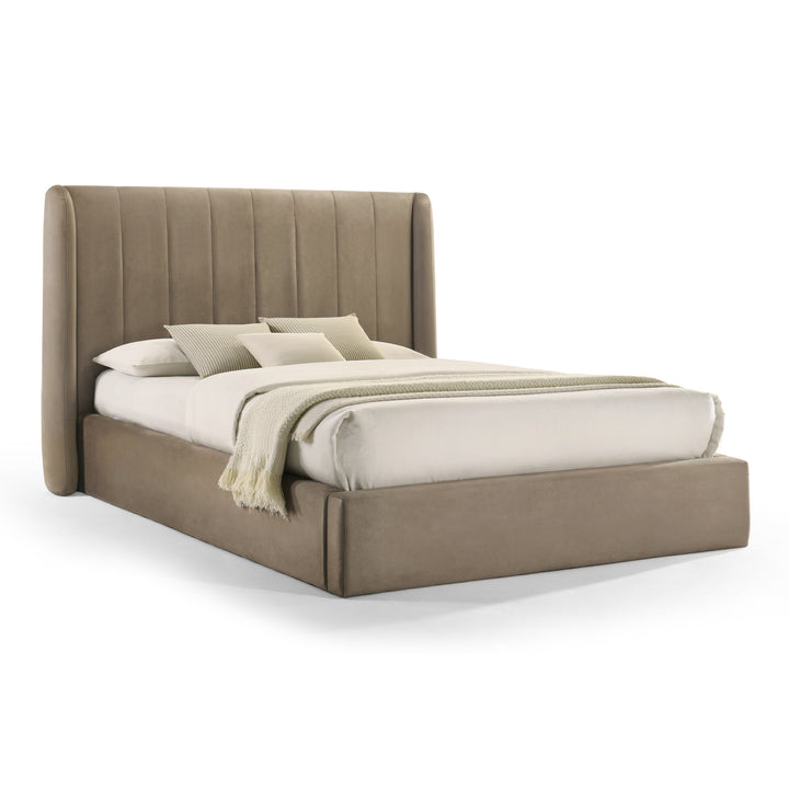 Kiro  Modern Tan Fabric Bed