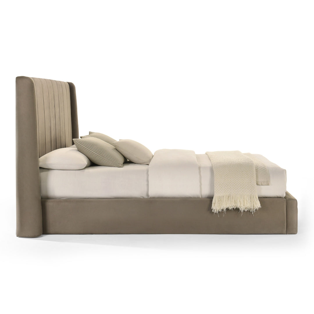 Kiro  Modern Tan Fabric Bed
