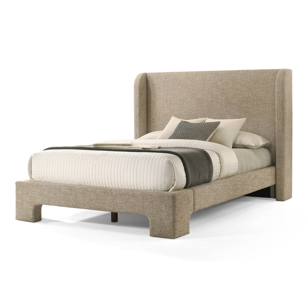 Eastern King Modrest Emilio  Modern Beige Fabric Bed