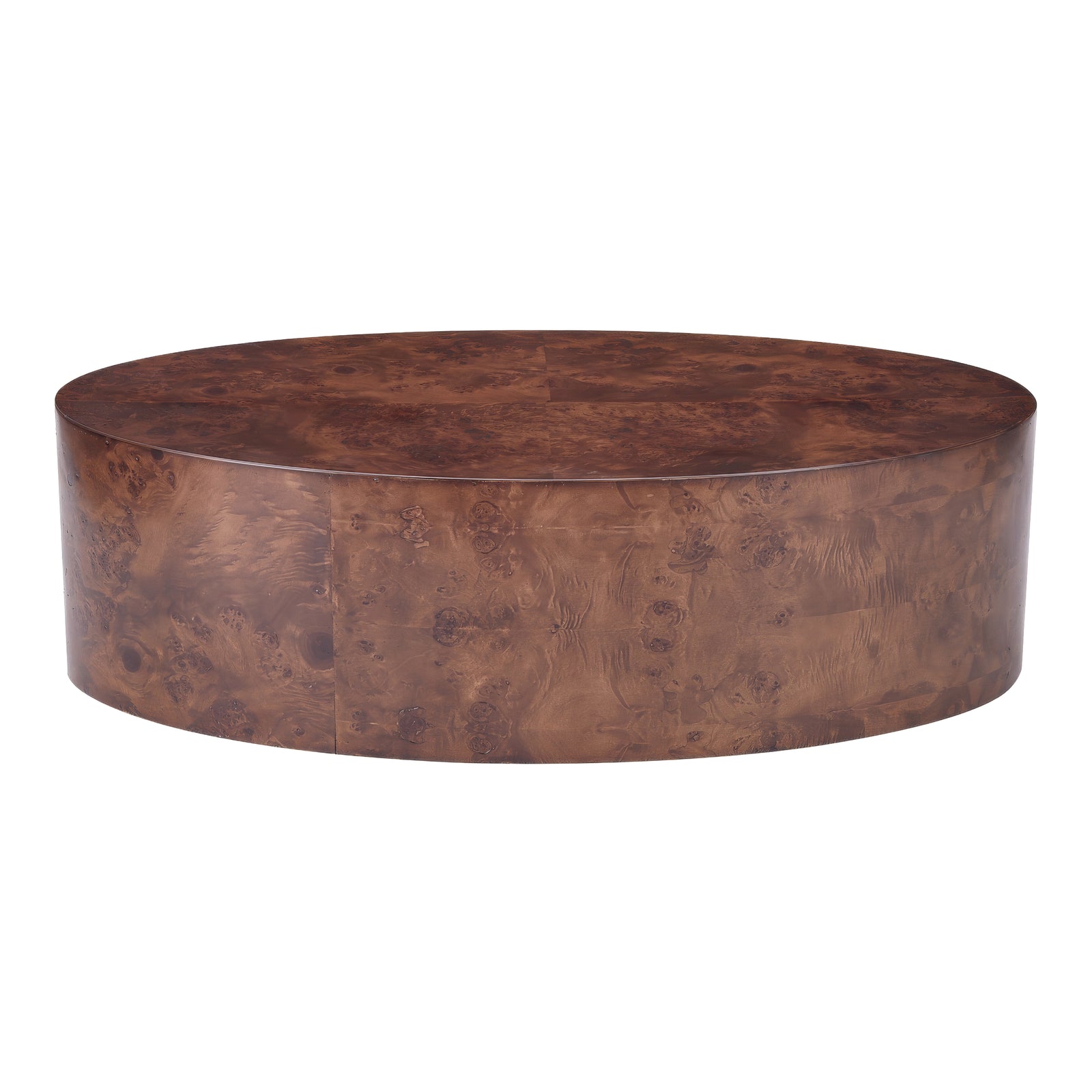 August - Modern Dark Walnut Burl Round Coffee Table