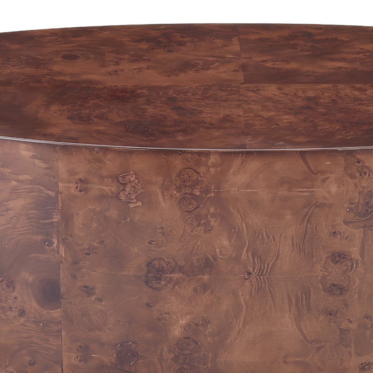 August - Modern Dark Walnut Burl Round Coffee Table