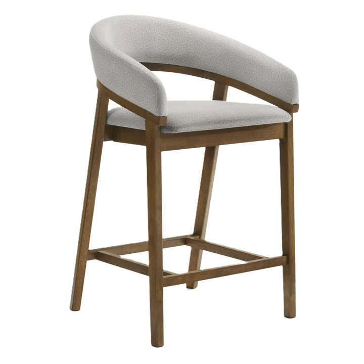 Truman - Mid-Century Modern Grey  Walnut Counter Chair 
