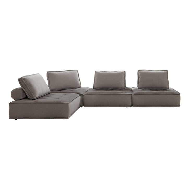 Nolden - Modern Grey Fabric Modular 4-Piece Sectional Sofa