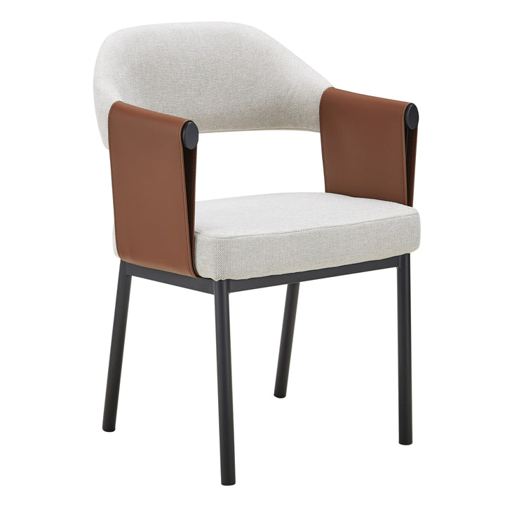 Jensen - Modern Light Grey Fabric + Camel Vegan Leather Dining Chair