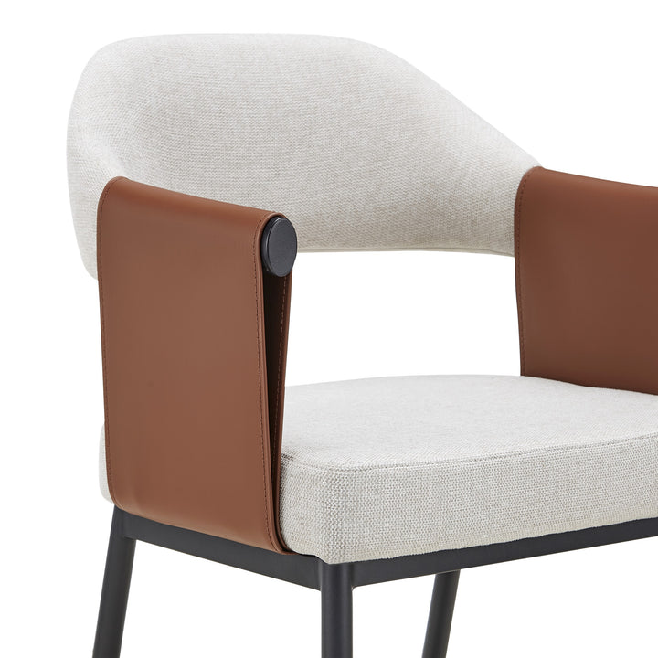 Jensen - Modern Light Grey Fabric + Camel Vegan Leather Dining Chair