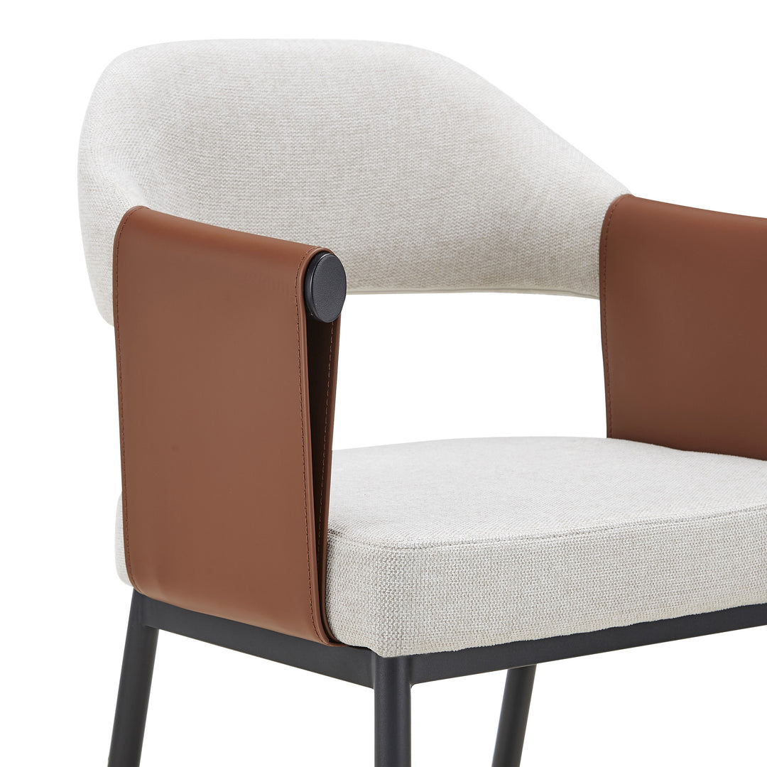 Jensen - Modern Light Grey Fabric + Camel Vegan Leather Dining Chair