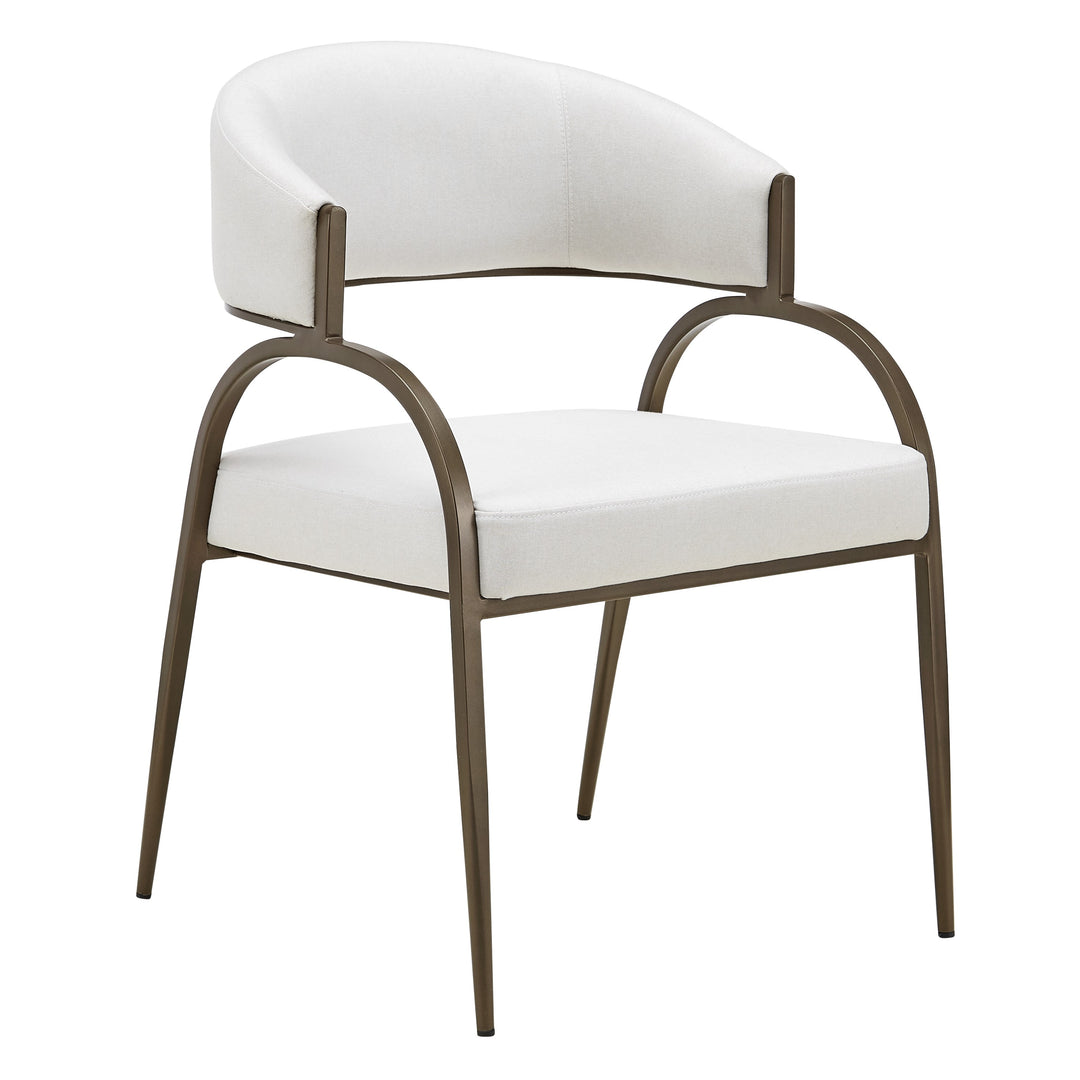 Hudson - Modern Off-White Fabric + Bronze Dining Chair
