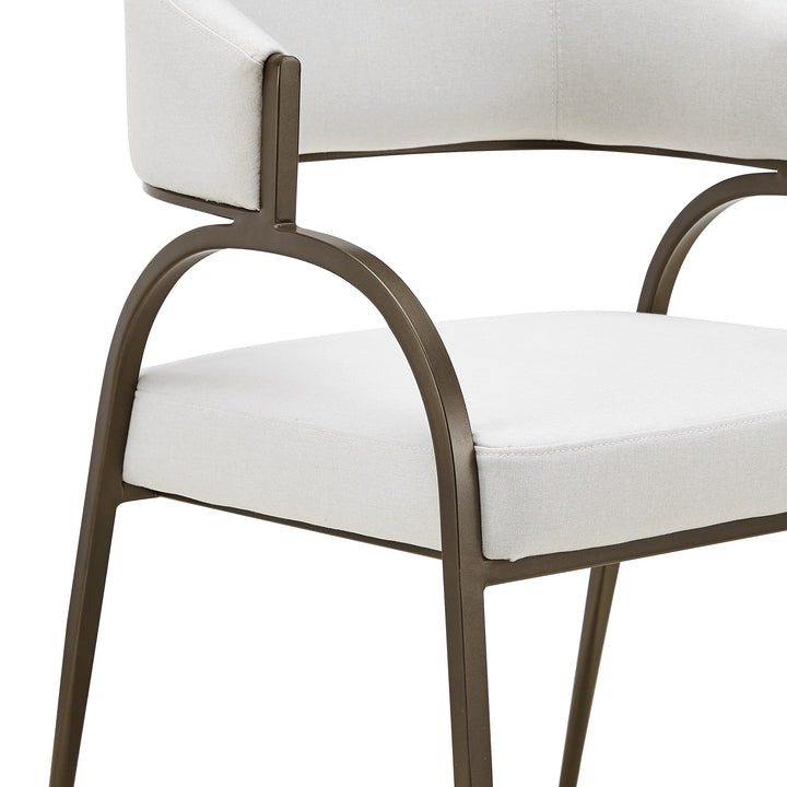 Hudson - Modern Off-White Fabric + Bronze Dining Chair