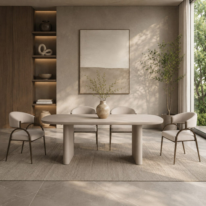 Hudson - Modern Off-White Fabric + Bronze Dining Chair