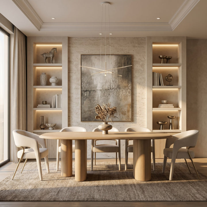 Elson - Modern Off-White Fabric + Antique Brass Dining Chair