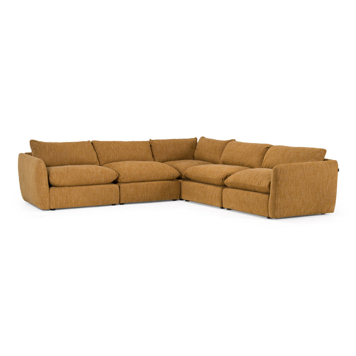 Kinsey - Modern Mustard Fabric Modular Sectional Sofa