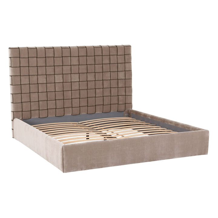 Rousey - Modern Taupe Fabric Bed