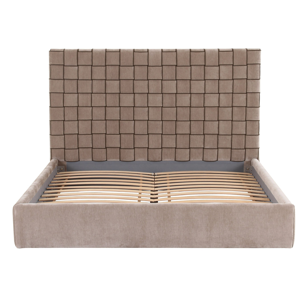 Eastern King Rousey - Modern Taupe Fabric Bed