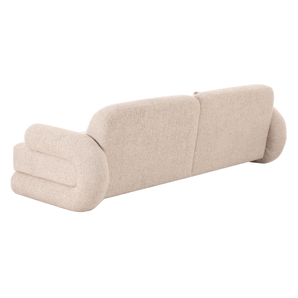 Odette - Modern Beige Fabric + White Burl Sofa - View 2