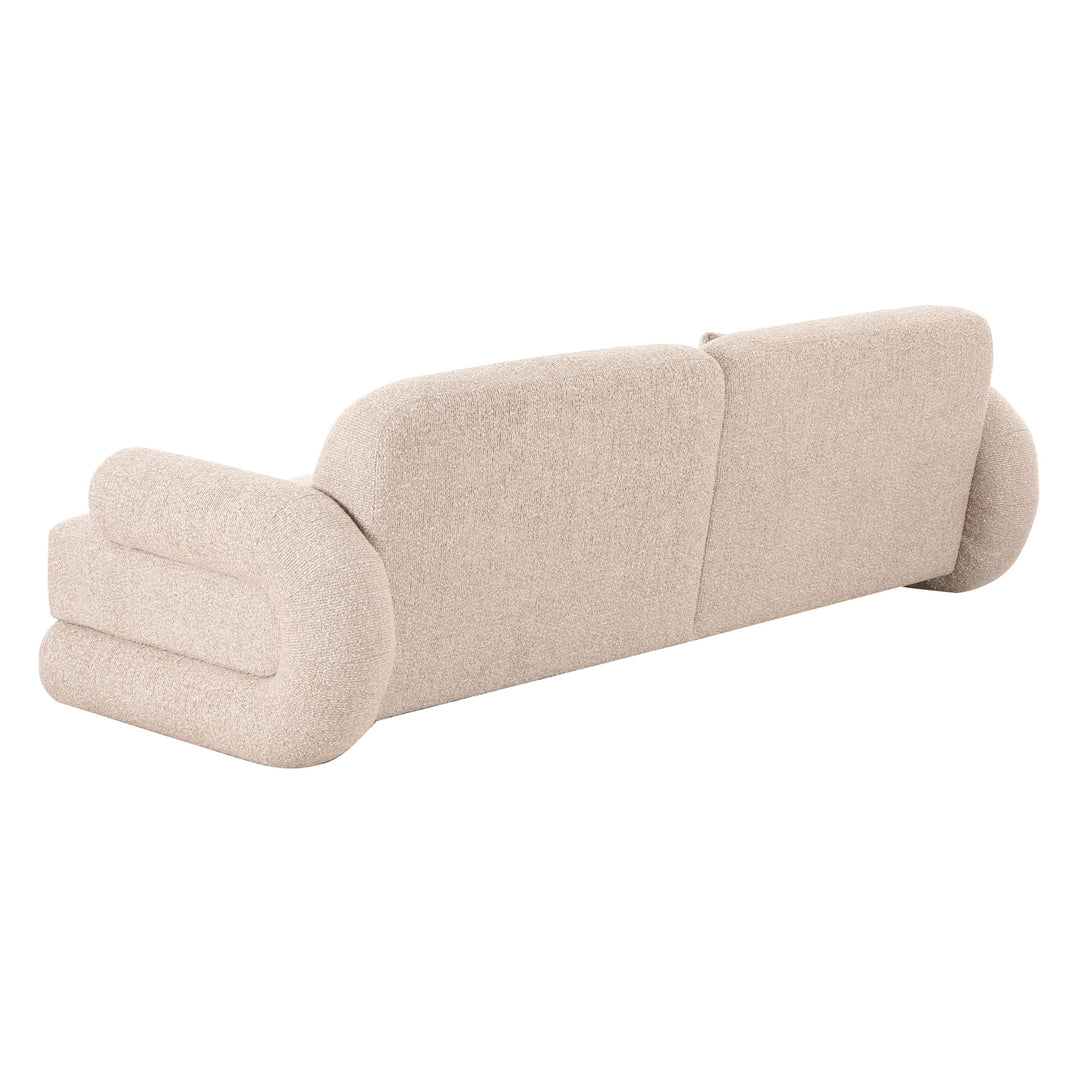 Odette - Modern Beige Fabric + White Burl Sofa