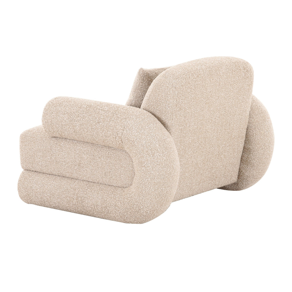 Odette - Modern Beige Fabric + White Burl Accent Chair - View 3