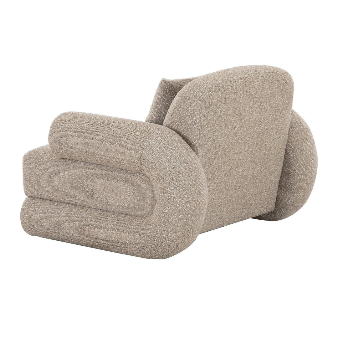 Odette - Modern Beige Fabric + White Burl Accent Chair
