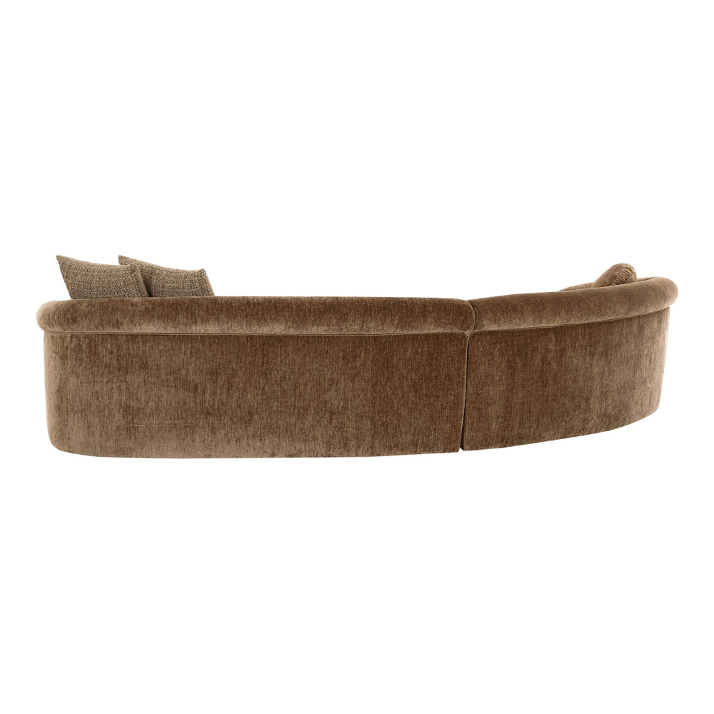 Sheth - Modern Brown Fabric Curved Sectional Sofa