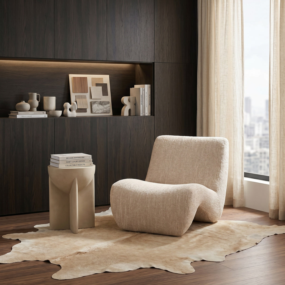Elsa - Modern Oyster Concrete Round End Table
