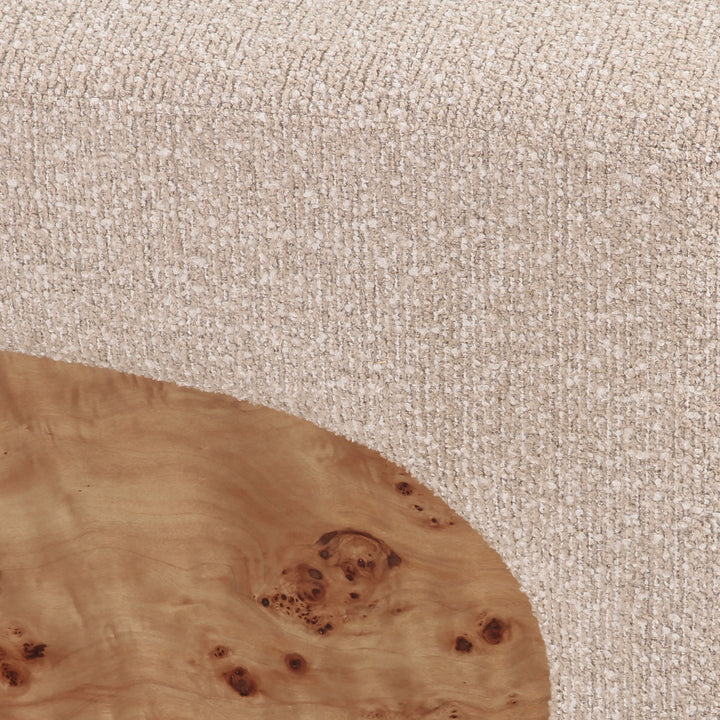 Mayfair - Contemporary Beige Fabric + Burl Bench Ottoman