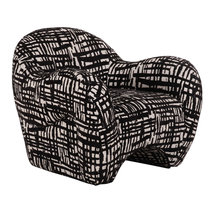 Hurd - Modern Black + Beige Pattern Fabric Accent Chair