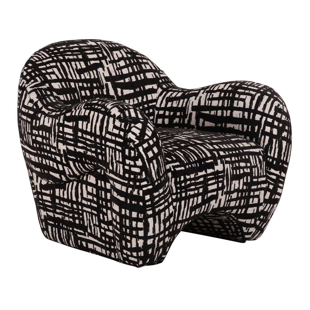 Hurd - Modern Black + Beige Pattern Fabric Accent Chair - View 2