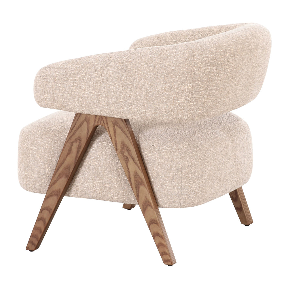 Brock - Mid-Century Modern Beige Fabric + Ash Accent Chair - View 3