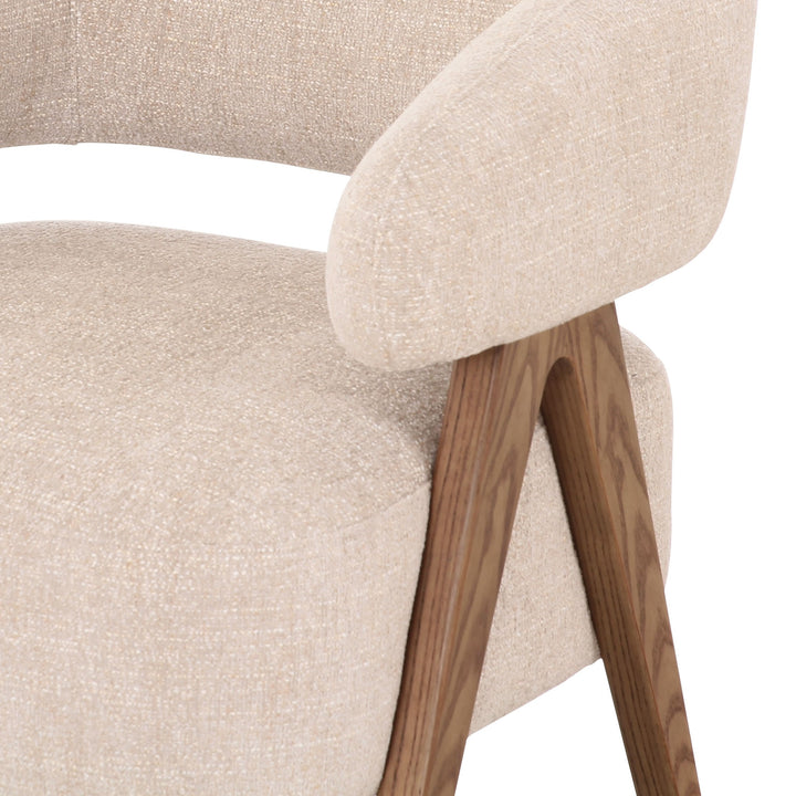 Brock - Mid-Century Modern Beige Fabric + Ash Accent Chair