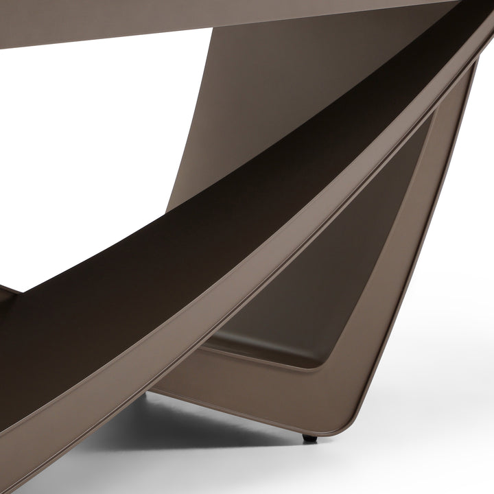 Dunster - Contemporary Beige Ceramic  Metallic Grey Extendable Dining Table