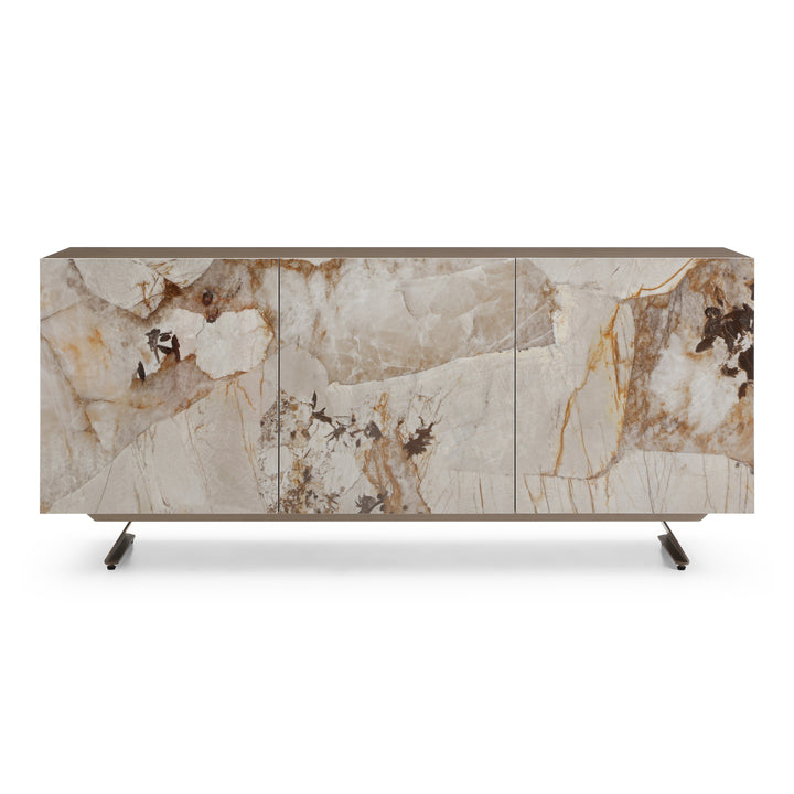 Dunster - Contemporary Beige Ceramic  Metallic Grey Buffet