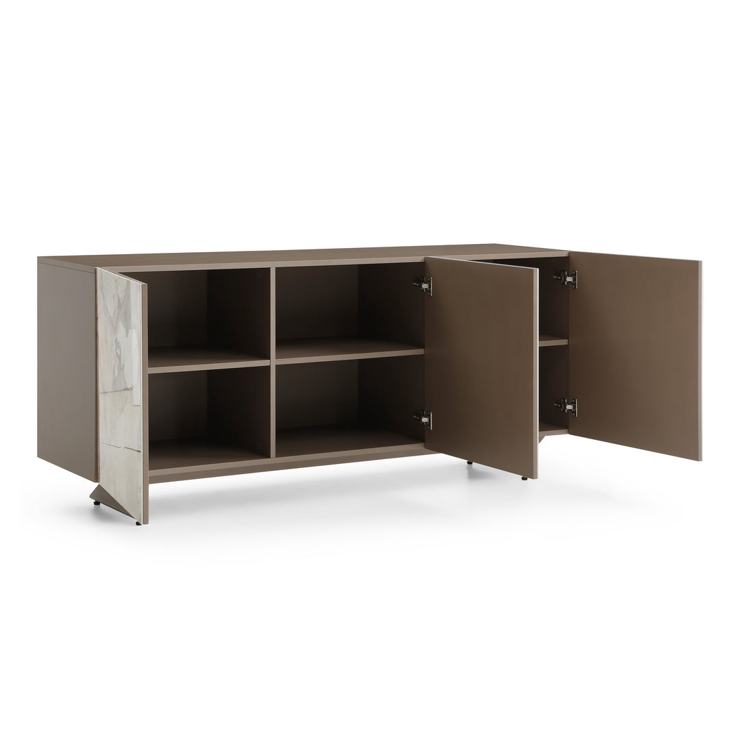 Dunster - Contemporary Beige Ceramic  Metallic Grey Buffet