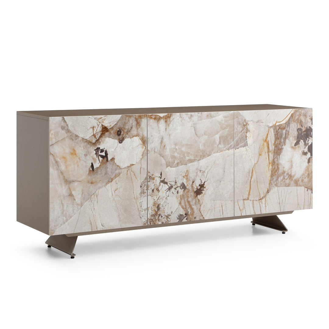 Dunster - Contemporary Beige Ceramic + Metallic Grey Buffet