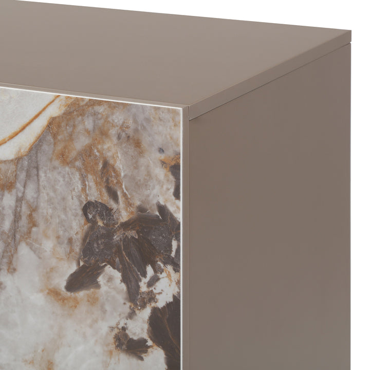Dunster - Contemporary Beige Ceramic + Metallic Grey Buffet